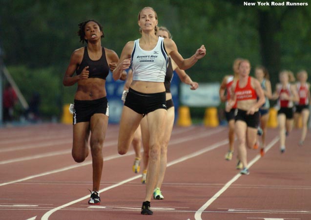 Amonica Phipps (left) finished second in 2:21.45.