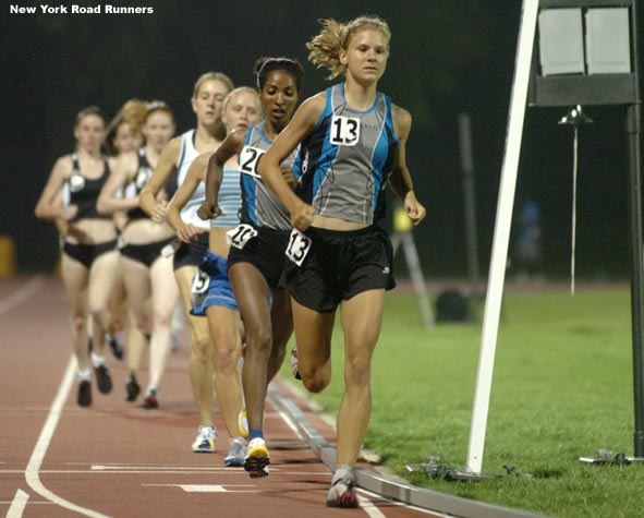 Lindsey Scherf, leading the 5,000 on the first lap, had stated ahead of time that she might try for the American Junior Record here.