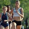 Sascha Scott leads on the first lap of the 1,500 at the 2005 USATF National Club Track & Field Championships.