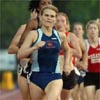 Kate Irvin of the Central Park Track Club sets the pace on the first lap.