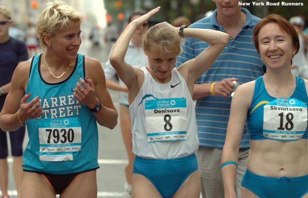 Tatiana Belovol (left) before the race.