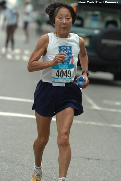 75-year-old Toshiko D'Elia, who has been amazing us for years, would win her age group in 57:39.