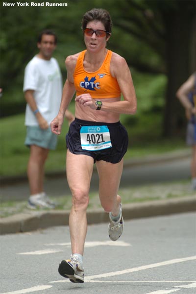 Stacy Creamer, 45, of the Central Park Track Club finished second in her age group and 48th overall in 40:48.