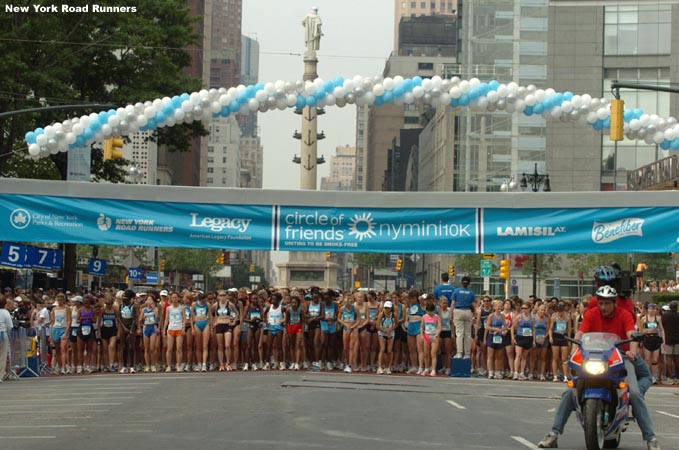 The race begins at Columbus Circle and runs along Central Park West for about a mile...