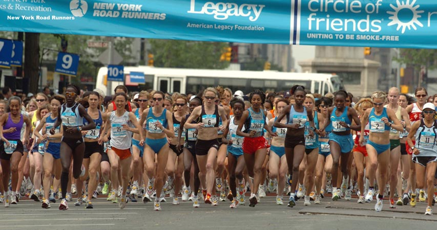 ...before turning into Central Park. Above: The race gets underway.