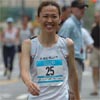 Yuko Arimori a two-time Olympic medalist in the marathon (silver in '92, bronze in '96) looks relaxed before the race.