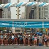 The race begins at Columbus Circle and runs along Central Park West for about a mile...