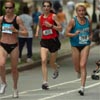 Top local runners (left to right) Claudia Camargo (22nd, 37:27), Anne Kugler (21st, 37:27), and Tatiana Belovol (23rd, 37:29) battled it out to the finish.