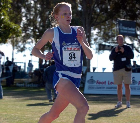 Bria Wetsch starts off near the back of the pack.