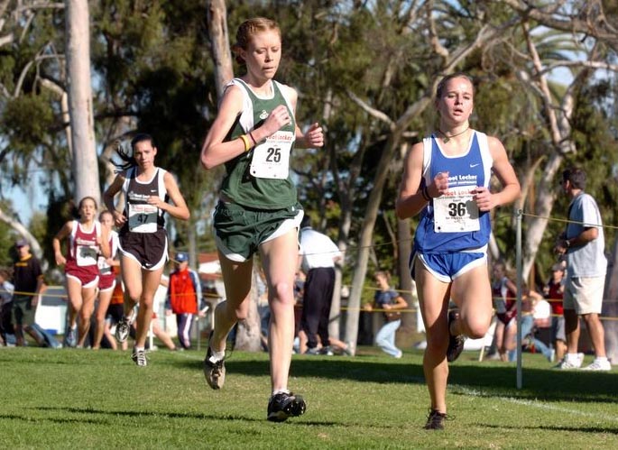 #25 Bona Jones and #36 Allison Eckert. Many of the runners trained in much colder weather for this race. The runners had 