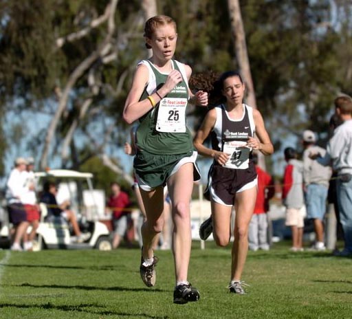 Bona Jones, who later told a reporter that this was the hilliest cross country course she had ever run on (she's from Florida), finished 30th in 18:24.