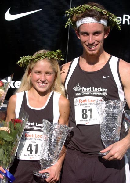 Hasay poses with boys' champion AJ Acosta.