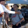 Midwest winner Keara Sammons talks to her coach, Greg Weich.