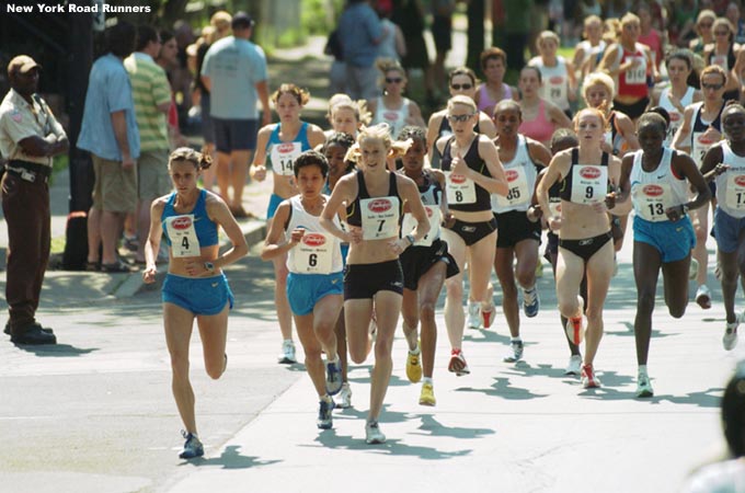 Nicole Aish (#4) of Gunnison, Colorado, leads the way up the hill.