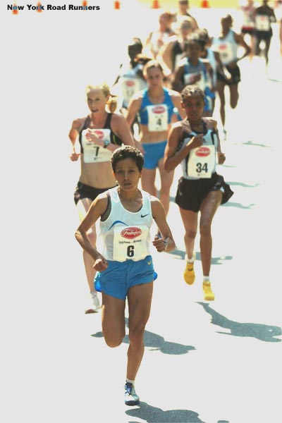 Several runners who had been scheduled to compete here -- including Lornah Kiplagat and Benita Johnson -- pulled out in protest of Leghzaoui's presence in the race.