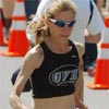 A member of the Genesee Valley Harriers warms up for the race.