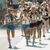 Nicole Aish (#4) of Gunnison, Colorado, leads the way up the hill.