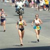 Madelyn Noe-Schlentz (left) and Kathryn Martin (right) head to the finish.