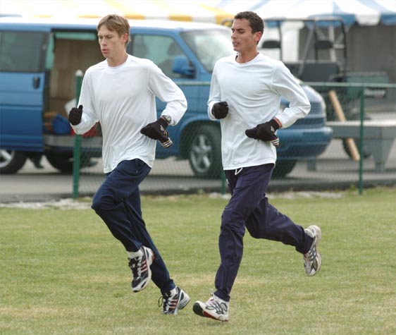 Kurt Benninger of Notre Dame (left) and a teammate.