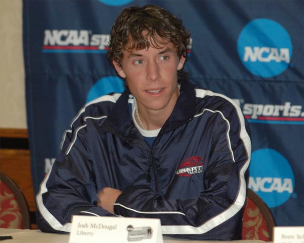 Liberty sophomore Josh McDougal, who seemed surprised to be coming into the NCAA meet undefeated for the second year in a row.