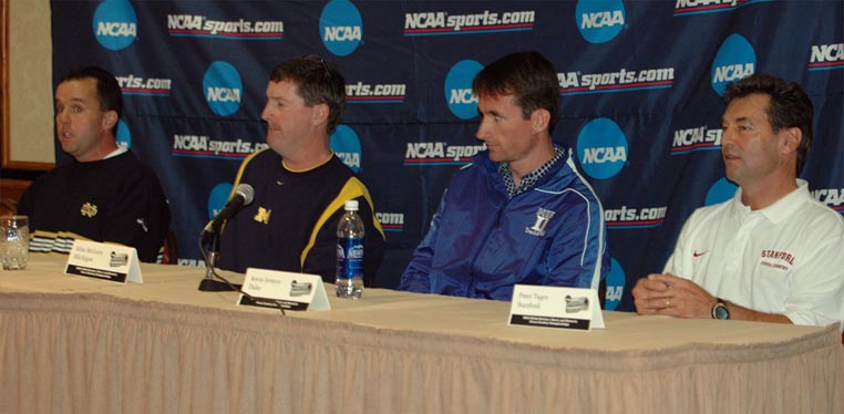 Four of the top women's coaches, from left to right: Tim Connelly, Mike McGuire, Kevin Jermyn, and Peter Tegen.