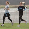 Caroline Bierbaum (right) and her Columbia teammate.