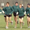 The William & Mary men, who hopefully chose tonight's restaurant carefully after getting food poisoning at this meet last year.