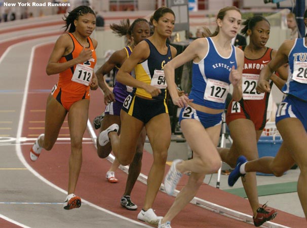 Neisha Bernard-Thomas, the 2004 NCAA Outdoor 800m champion, ran in the back of the field with two laps to go.