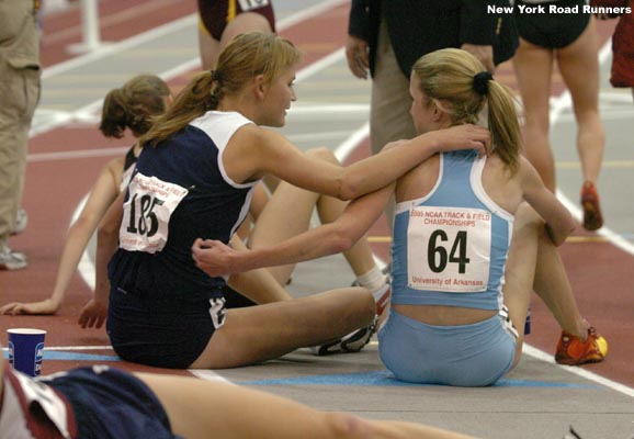 Nilsson and Bierbaum congratulate each other.