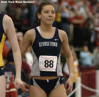 Georgetown freshman Maggie Infield gets ready for the distance medley relay.