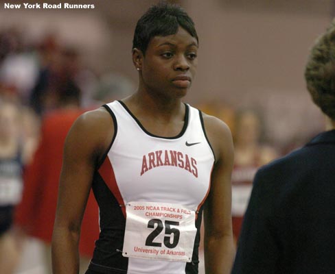 Aneita Denton, who won her 800m heat earlier in the evening, would lead off for Arkansas.