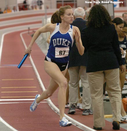 Lauren Matic runs the 800m leg for Duke.