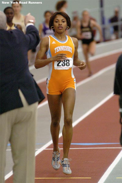 Tennessee's Nicole Cook, the defending champion, gets ready for the second 800m prelim.