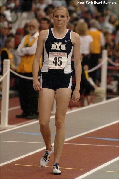 BYU true freshman Heidi Magill gets ready for the mile final. She ws the only true freshman in the field.