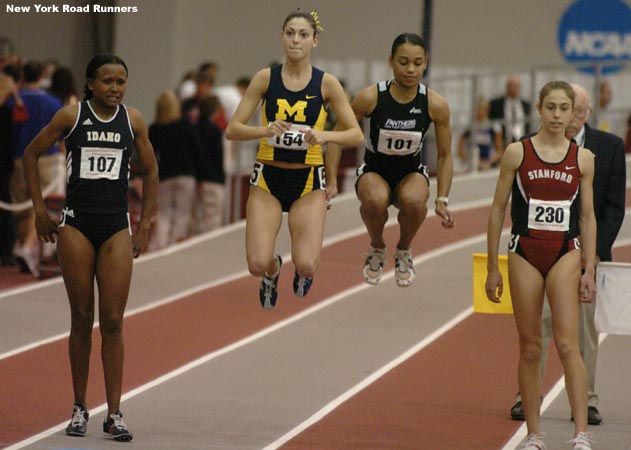 Lindsey Gallo and Jemissa Hess (coincidentally) do simultaneous jumps to loosen up before the race.
