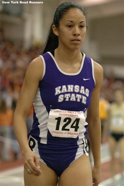 Kansas State senior Lysaira Roman-Del Valle gets ready for the 800m final.