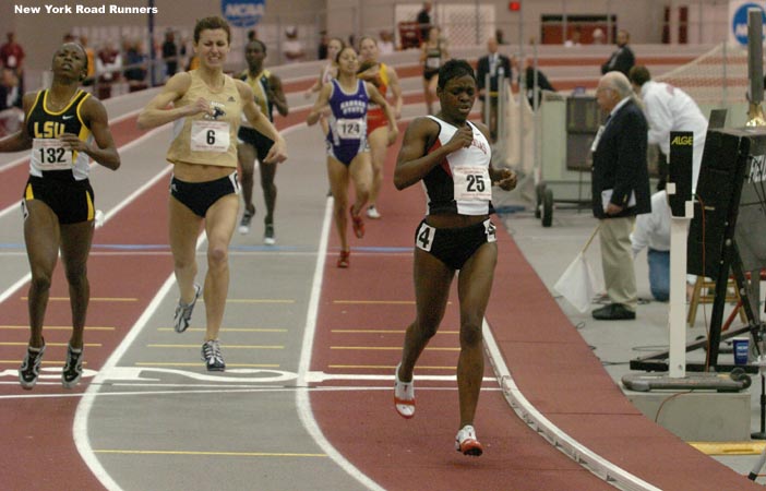 The amazing Arkansas crowd was thrilled by Denton's victory, while she just looked pained, at first.
