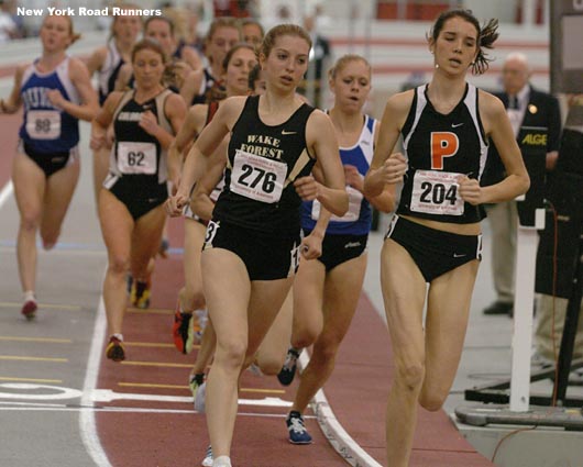 The pack begins to stretch out as the pace quickens.