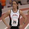 Arkansas freshman Paige Farrell gets ready to run on her home track.