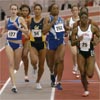 At the 400 mark, L-R: Beth Heimann, Chloe Jarvis, Melanie Hardy, and Aneita Denton.