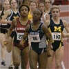 With UNCs Georgia Kloss still out in front, Georgetowns Nana Hanson-Hall pulls ahead of Chinny Offor and Theresa Feldkamp.