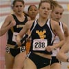 Jennifer Davis (whose twin sister Susan led off for their team) runs the anchor (1,600m) leg for West Virginia.