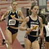 Georgetown's Colleen Kelly and West Virginia's Jennifer Davis run 5-6 with less than a lap to go.