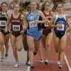 One lap into the race, L-R: Desiraye Osburn, Arianna Lambie, Erin Donohue, Kathleen Trotter, and Shannon Rowbury.