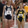 Heidi Magill and Michigan's Lindsey Gallo look relaxed before the start of the race.