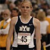BYU true freshman Heidi Magill gets ready for the mile final. She ws the only true freshman in the field.