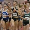 R-L: Charlotte's Cassie Ficken, Princeton's Cack Ferrell, and Duke's Paige Miller lead the way. Sally Meyerhoff moves up out in lane three.