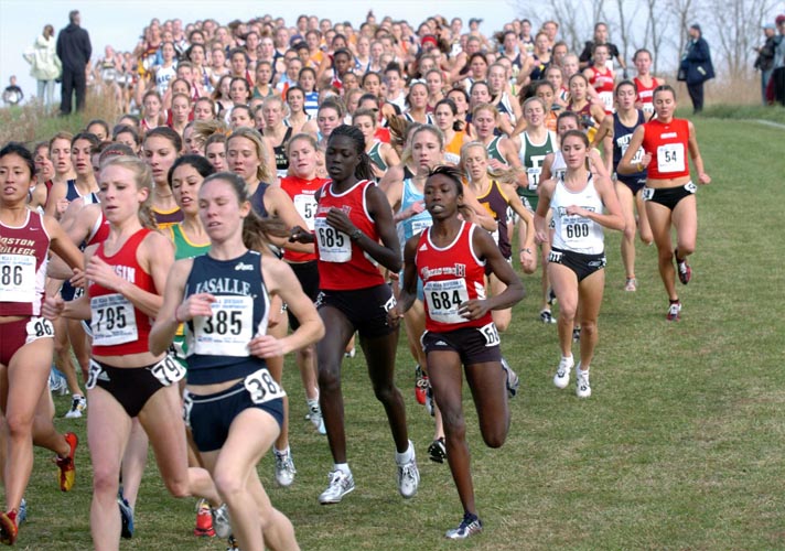 #685 Irene Kimaiyo of Texas Tech and teammate Violet Chemakwila (#684).