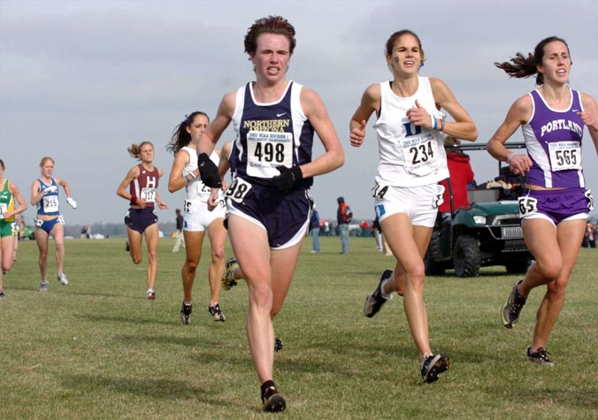 R-L: Vincent, Duke's Natasha Roetter (51st, 20:40.5), and NAU's Nicole Gueldemeister (48th, 20:39.7). Roetter was the second finisher for Duke, and they had a small 2-7 spread, they just needed that group to be closer to their #1 runner.