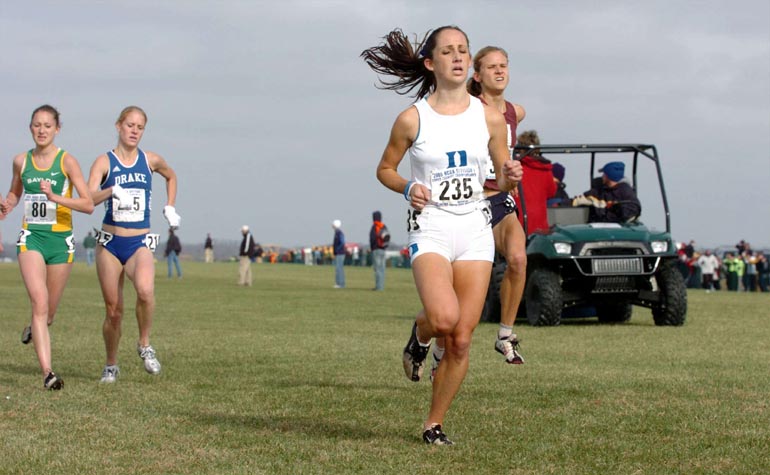 Duke senior Shannon Rowbury was obviously suffering at the end, as runners around her went flying by. She held on to finish 55th (20:43.3), though, and score some important points for her team.